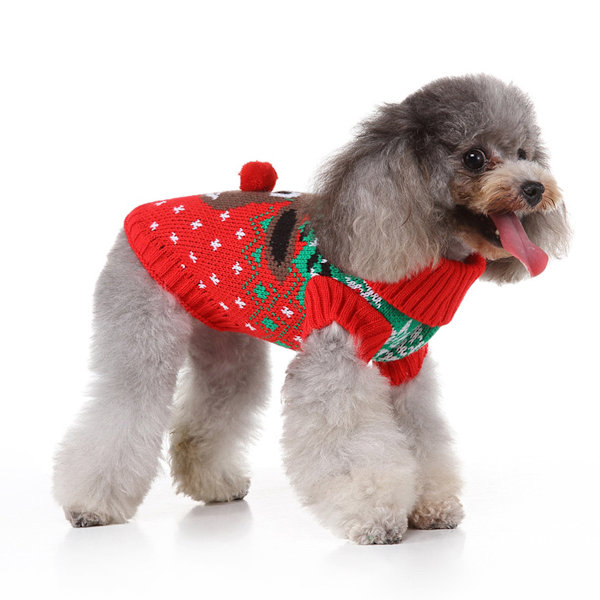 Hund Jultröjor Husdjur Vinter Stickat Kläder Jul Kläder Klassiska Varma Rockar Tröja för Valp