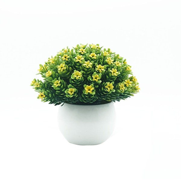 Konstgjord Halvcirkel Cypress Krukväxt Simulerad Plantering Kruka Ornament Dekoration (Gul)