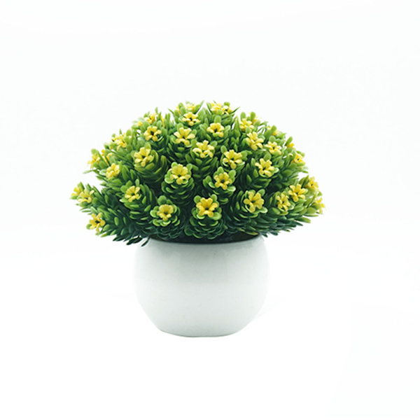 Kunstig Halvcirkelformet Cypress Pottet Simuleret Plantning Potte Ornament Dekoration (Gul)