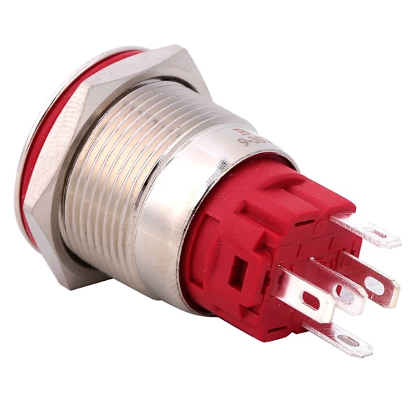 Metall Trykknappbryter DC9~30V 19mm 1NO 1NC Selvlysende Bryter med Lyseblå (Ring Flatt Hode Selvlysende)
