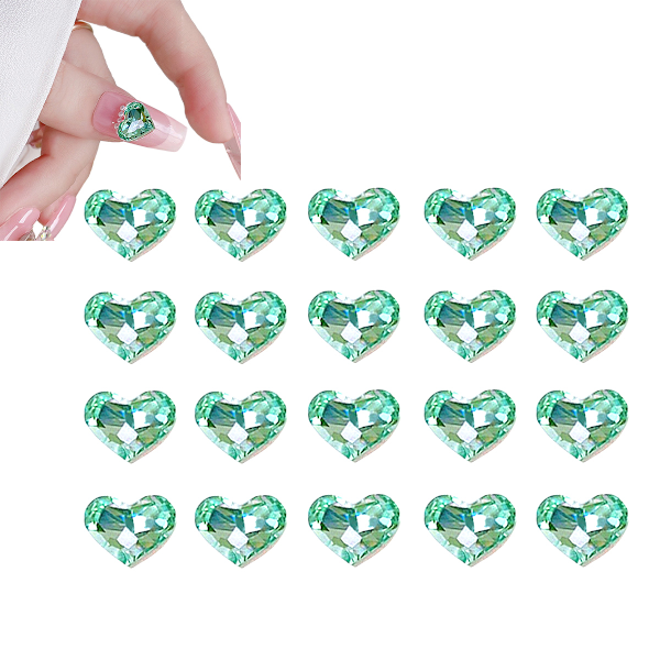 20 stk. Neglekunst Rhinestones Diamanter 8,5 * 10 mm Hjerteformet Glansfuld Glas Krystal Rhinestones til 3D Negledekorationer Tøj Smykker Tasker DIY Håndværk