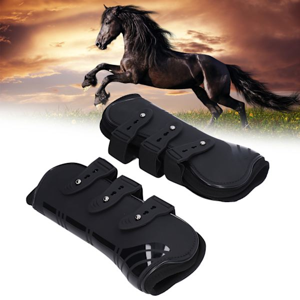 2 st Hästhovsboots PU Neopren Skyddande Justerbara Hästhovsboots för Senor Svart Framfötter M