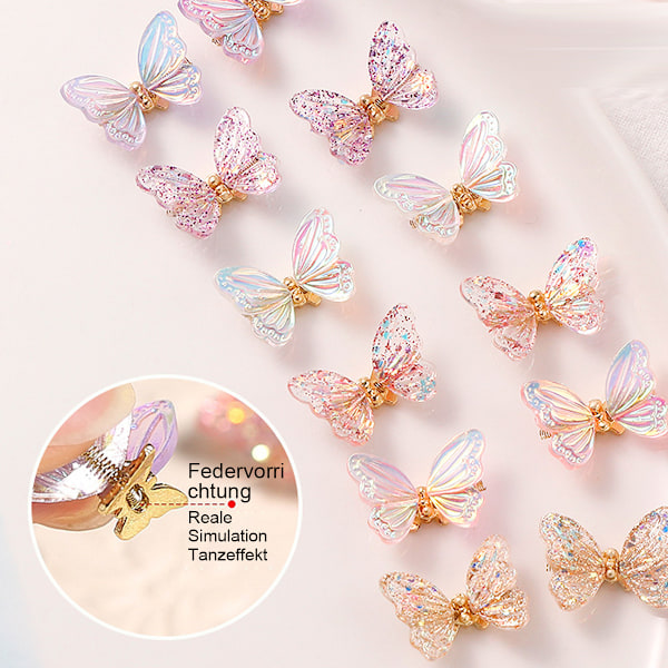6 kpl Aurora Magic Resin -kynsiporaa jousella tanssivan perhosen kynsikoristeilla