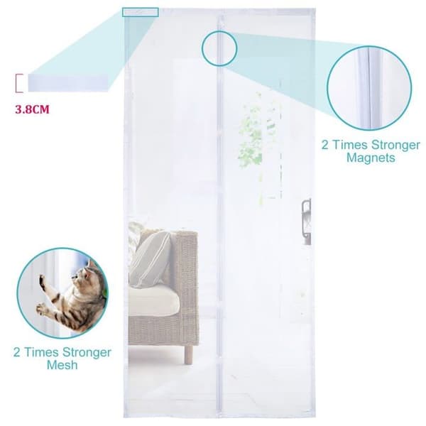 Magnetic Mosquito Net for Doors 90x210 cm - White, Ultra-Strong Mesh, Automatic Closing