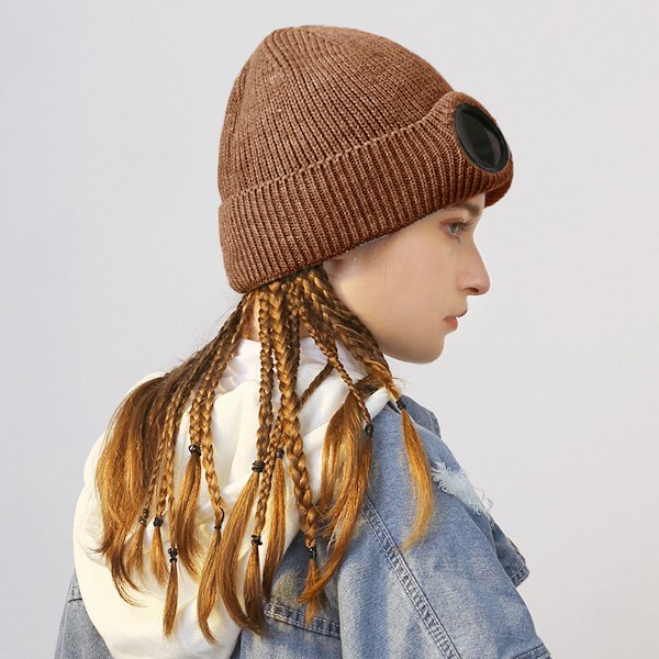 Unisex Villaneuleet Goggles Beanie, Lämmin Talvi Tyylissä Hattu Ulkoilma Urheilu Lippis