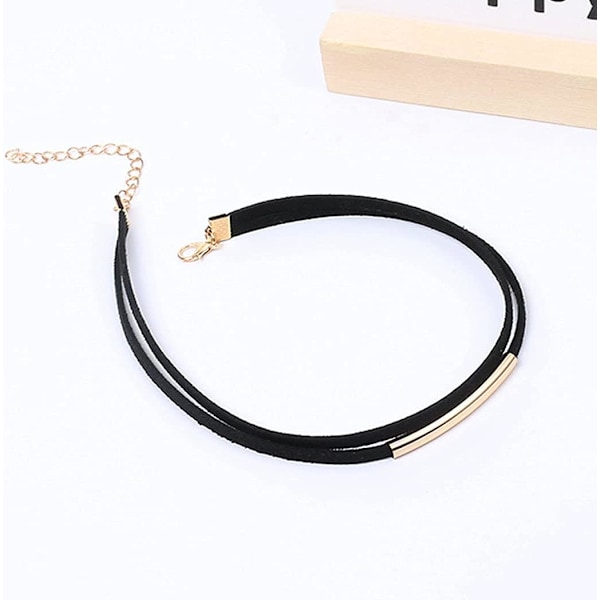 Justerbar choker-halskjede i svart, for kvinner og jenter