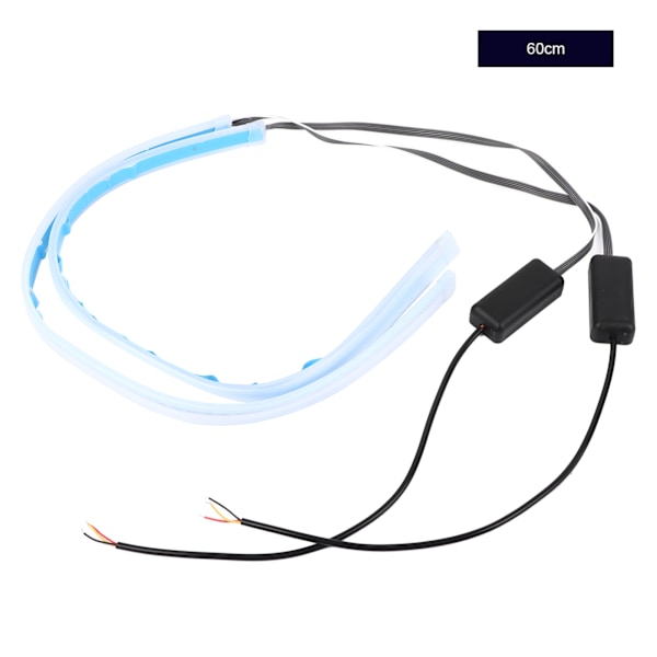2 stk Bil LED Forlygtebånd Slim Fleksibel DRL Blinklys Hvid + Gul 60cm