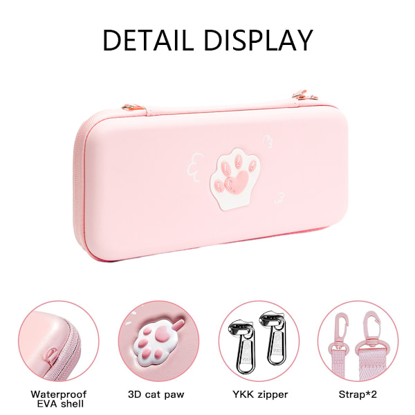 Bärväska kompatibel med Nintendo Switch reseväska, Cat Paw bärbar skyddande förvaringsväska speltillbehör