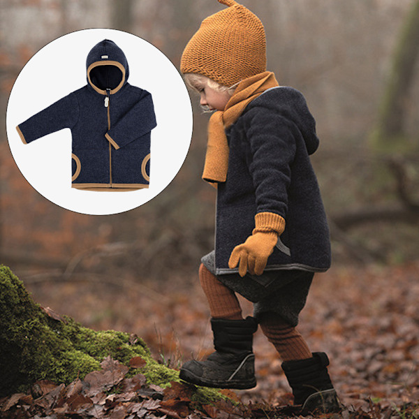 Høst- og vinterjakke i fleece for gutter og jenter, babyfleecejakke med hette (brun)