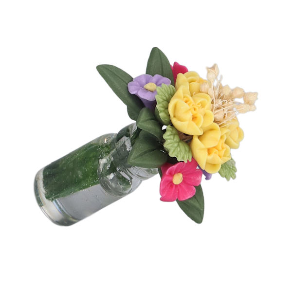 1:12 Kunstig Mini Michelia Champaca Blomsterpot Vakre Farger Falsk Blomstermodell for Dukkehustpynt