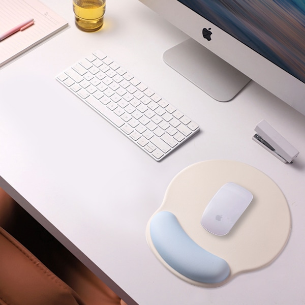 Ergonomisk Mussemåtte i Sød Farve, med Gel-Håndledsstøtte, Skridsikker til Hjemmekontor