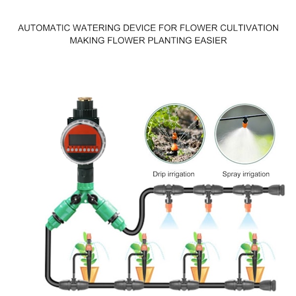 Vandingtimer Vandstyring Automatisk Dryp Vanding Timer til G1/2 G3/4 Gevindhane Have Potteplanter Grøn