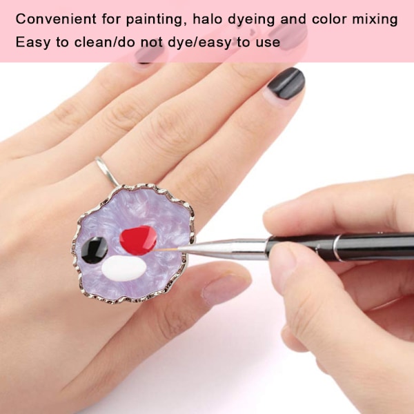 3 st Resin Nagelkonstpaletter med Justerbara Fingerringar, Ritning Nagel Färgpalett Nagelkonstverktyg