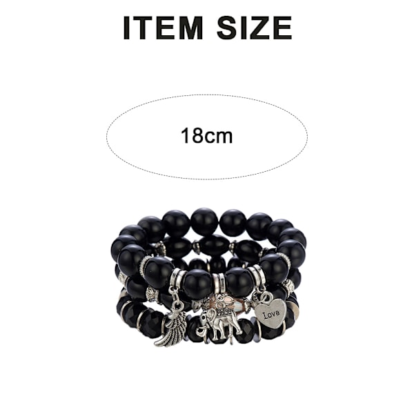 Enkel Bohemisk Pärl-Elefantvingar Kärlek LOVE Mönster Boll Armband Armband