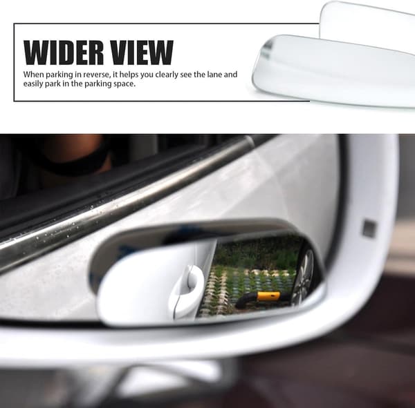 Blind Spot Mirror, Wide Angle HD Rectangular Glass, for Car Rearview Mirror, Silver, 2 Pieces