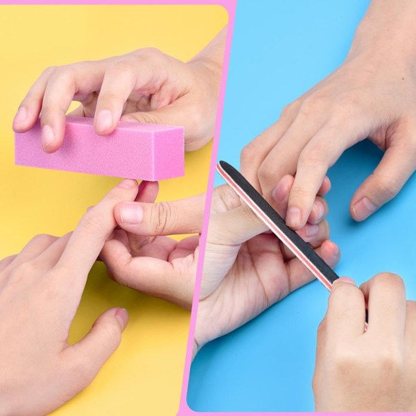 1 set Nagelfil och Buffersats, Nagelfilar för Gelnaglar Akryl Naturliga Naglar, Manikyr Nagelfil Kit Korn Emery Board Filer Buffring Buffrar Block