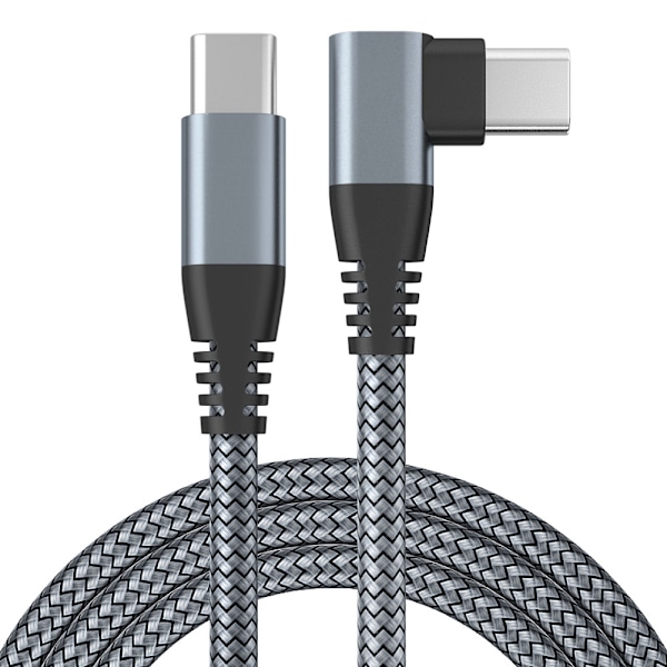 USB-C Kabel, Vinklad Kontakt, 60W Snabblast, Grå, 3m