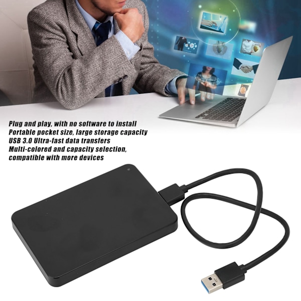 Extern Hårddisk HDD USB 3.0 Plug and Play Mobil Hårddisk för Många Enheter Svart 160GB
