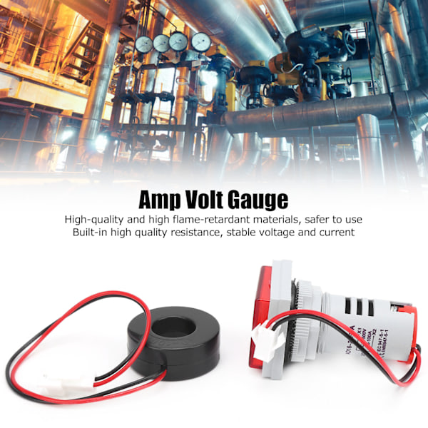 AD16‑22FVA 2‑i‑1 Voltmeter Amperemeter Spänningsström Mätare Testare Mätindikator Röd