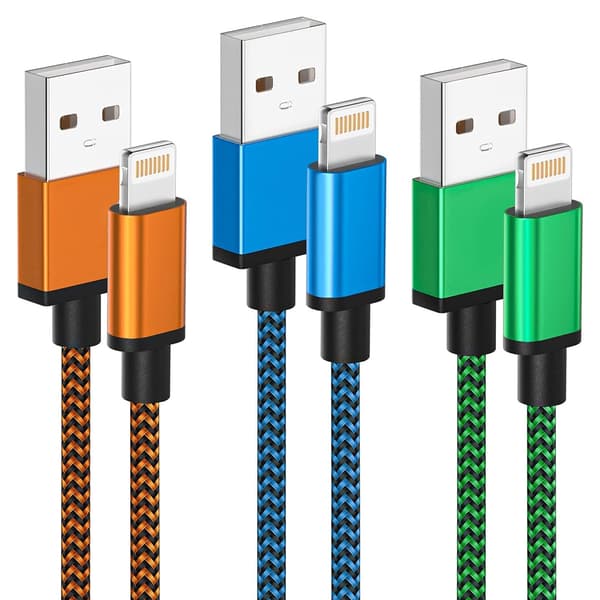 iPhone Charging Cable 2m 3-Pack, Long iPhone Charging Cable, Colored Braided USB iPhone Lightning Cable for Fast Charging, Compatible[TT]