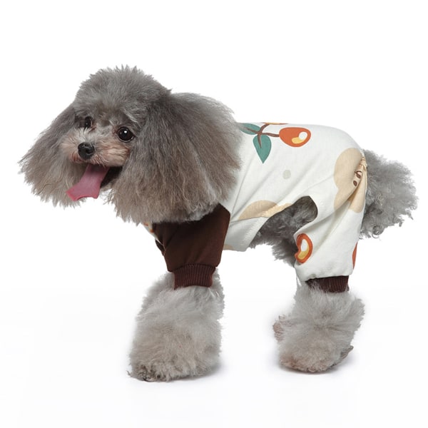 Hundepyjamas til små hunde Bløde hvalpe Onesie Kat Jumpsuit Komfortable kæledyrs tøj (Kaffe)