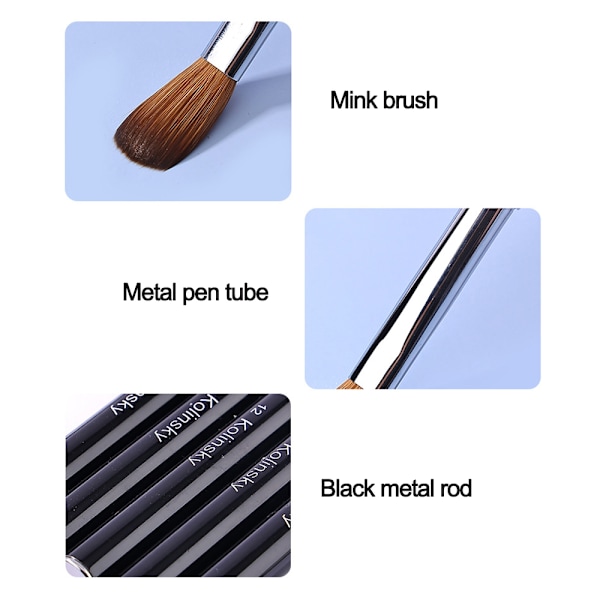 Svart Metalldesign Sable Akrylpensel för Nagelkonst Manikyr DIY Salong & Hemverktyg