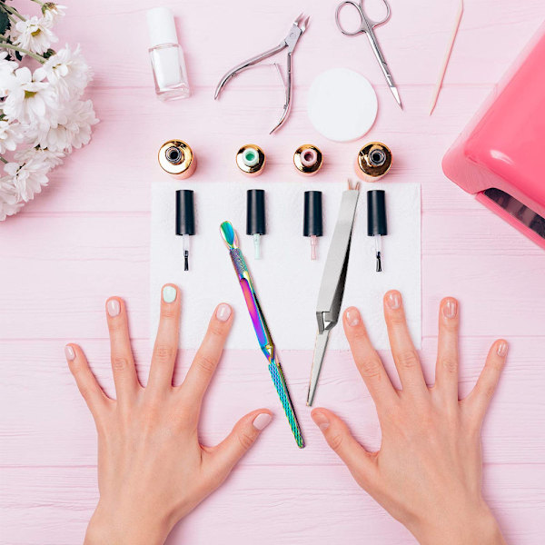 2 stk. Negleknibeværktøj Neglebåndspusher Negleformningspincet Neglekunstknibe til Manicure