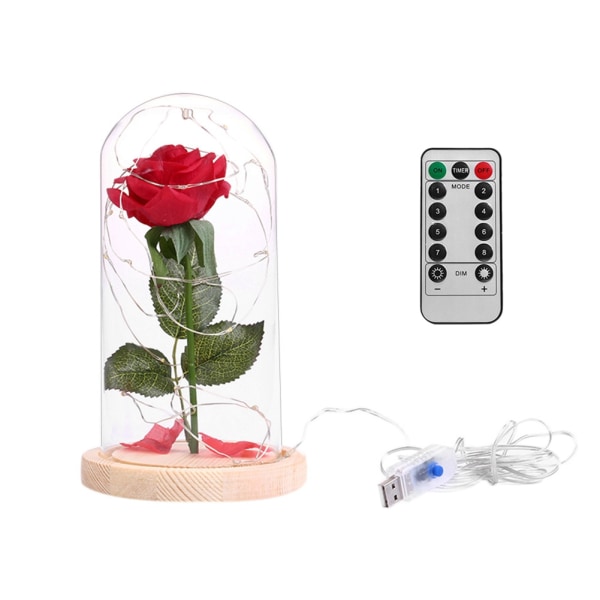 20 LED 8 lägen USB Rose Flower Base Alla hjärtans dag Bröllopspresent