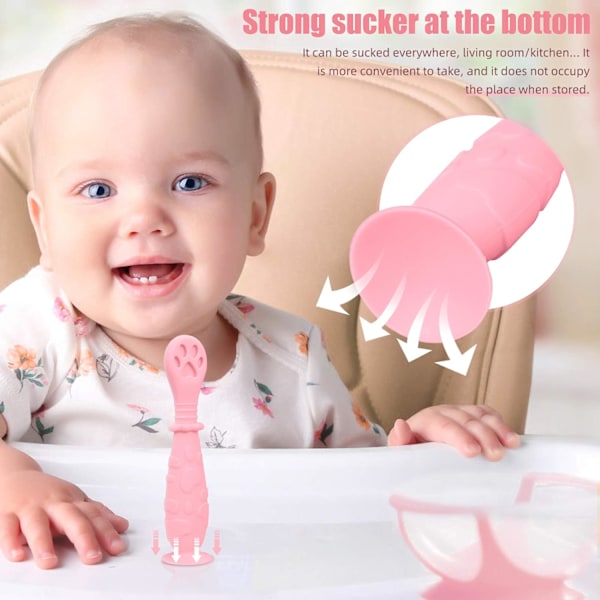 BPA-fri Silikon Baby Sked Set för Första Steget Självmatning | 2-pack Försked | Småbarnsbestick för Babyledd Avvänjning