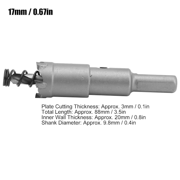 2-pack Karbidhålssågset för metalltjocka plattor Industritillbehör φ17mm