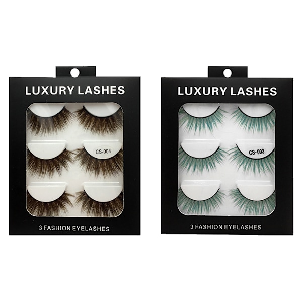 6 Par Fluffiga Fransar 3D Mink Fransar Långa Tjocka Falska Fransar Fransar Makeup Mink Fransar