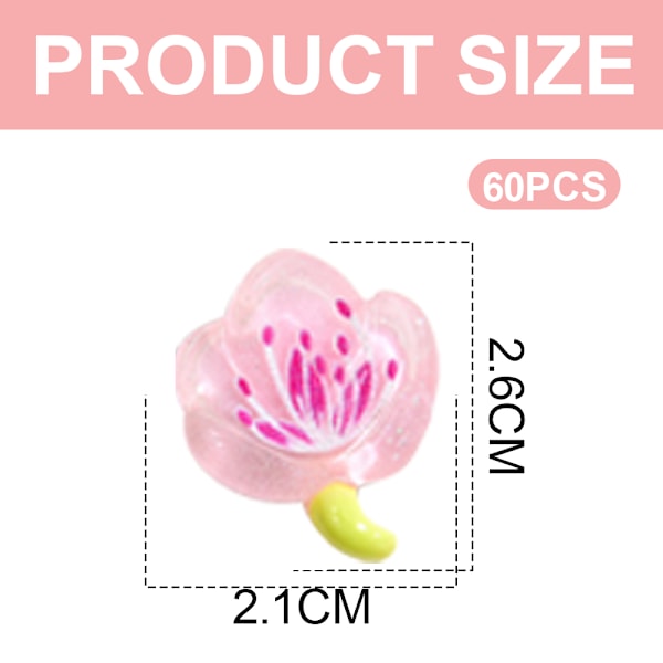 60 st Flower Resin Flatback Pärlor för Scrapbooking Telefonfodral Dekoration Hårtillbehör Dekoration