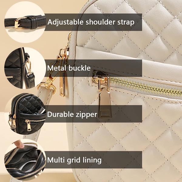 Crossbodyväska för kvinnor, axelväska i läder, mobiltelefonväska, liten crossbody, justerbar axelrem, mobilväska, plånbok, handväska för kvinnor