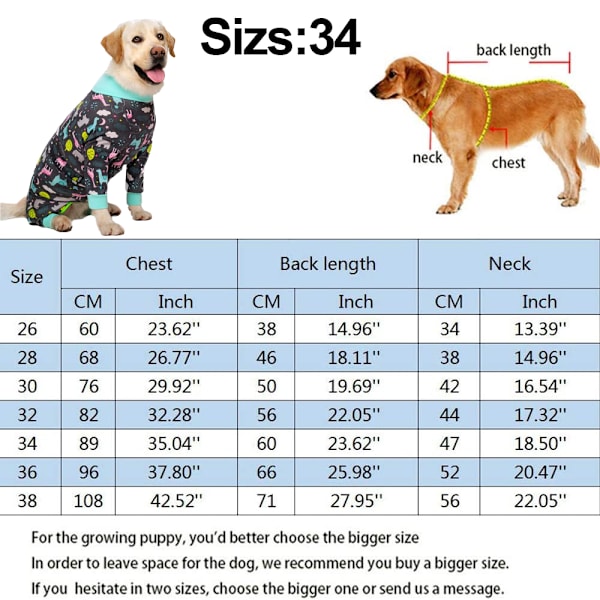 Hundpyjamas Jumpsuit, Lätt Hund Pjs Kläder Kläder Onesies, Skjorta för Stora Hundar Efter Operation
