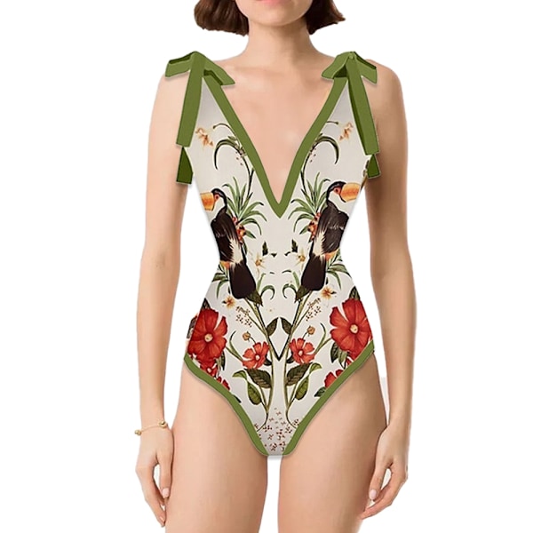 Damer Sexy Badedragt Tummy Control Monokini Bikini Longuette Badetøj Tankini Sæt - Fugl