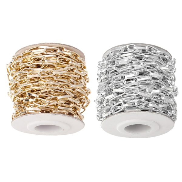 10 meter ovalformad gemkedja, bred platt smyckeskedjelänk för gör-det-själv-armband för kvinnor