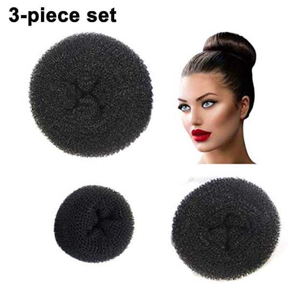 3-pack hårbulleformare för kvinnor, knutformare, hårbullekudde, hårbulle, hårtillbehör för tjockt och långt hår