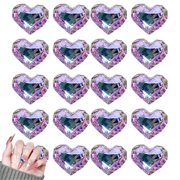 20 stk. Neglekunst Rhinestones Diamanter 8,5 * 10 mm Hjerteformet Glansfuld Glaskrystal Rhinestones til 3D Negledekorationer Tøj Smykker Tasker DIY Håndværk