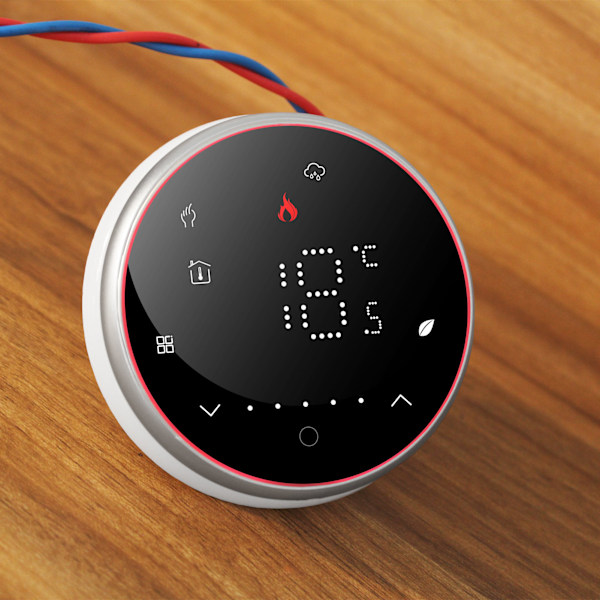 Trådløs Smart Termostat Programmerbar Smart Home Termostat til Kedelvarme AC95‑240V Rund Bundsort
