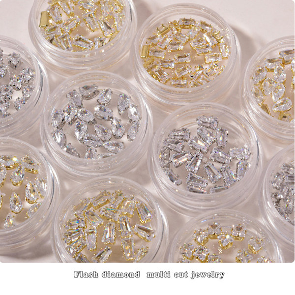 100 stycken nagelcharms strass nagelcharms nagelsmycken 3D kristall metall nagelstenar