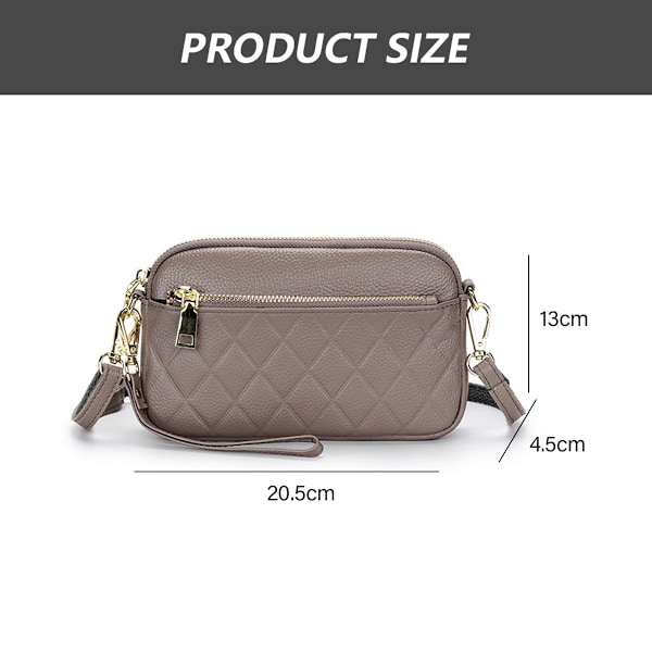 Lättvikts Crossbody-väska för kvinnor med tre blixtlås, quiltad axelväska och handväska