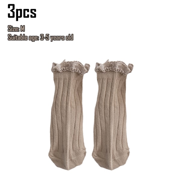 3 par lace-kant sokker til baby pige - anti-slip