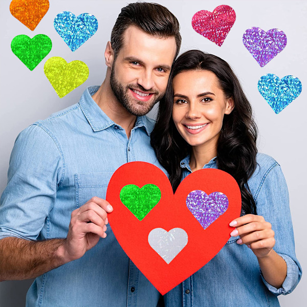 500 stk Hjerteformede Klistremerker Valentinsdag Kjærlighet Dekorative Klistremerker Valentinsdag, Bryllup, Jubileer
