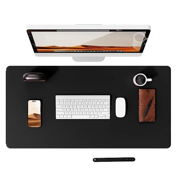 Læder Skrivebordsunderlag, Desktop-underlag, Vandafvisende Underlag til Skrivebord, Tastatur og Mus, Læder Mus Pad Beskytter Kontor Hjem, 90*45cm