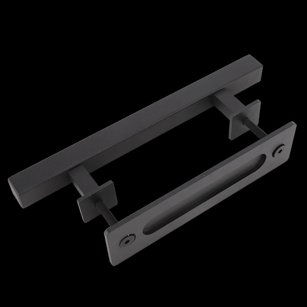 Square Barn Door Handle Pull with Latch Hook for Bedroom Bathroom Closet Shed Gate(black)