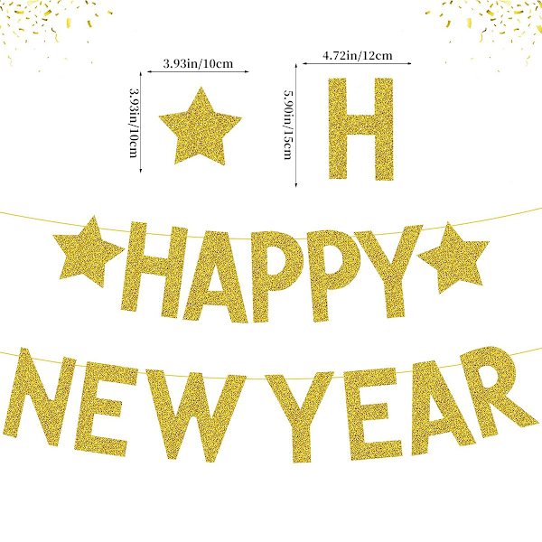 Glitter Happy New Year Banner - 5 Meters No DIY