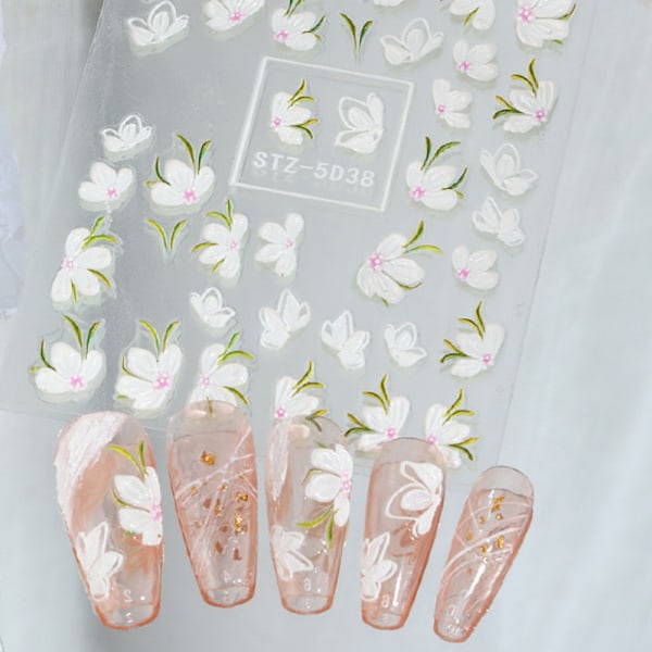 5D Nagelsticker Dekaler, Självhäftande Nagelkonsttillbehör DIY Nageldekaler Nageldekorationer för Kvinnor Flickor