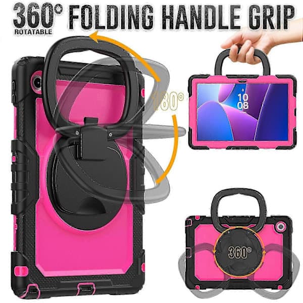 [RM]Case for Lenovo Tab 10.1 TB-311XU TB311FU, Tablet Case with Stand PC Back Silicone Protection Shoulder Strap Black Pink