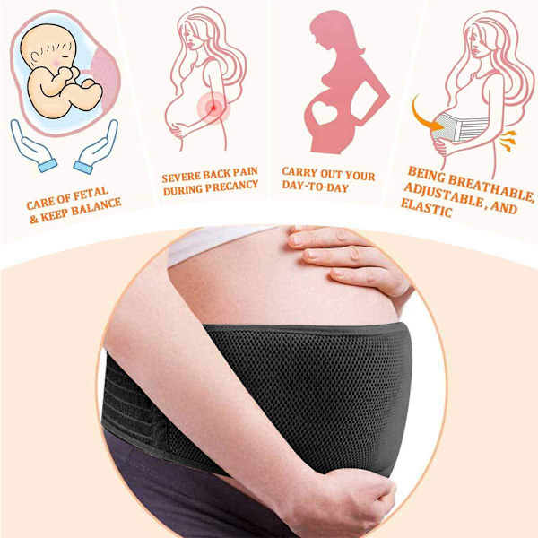 Graviditetsstödbälte Andningsbart Graviditetsmagband Bukband Justerbart Rygg/Bäckenstöd