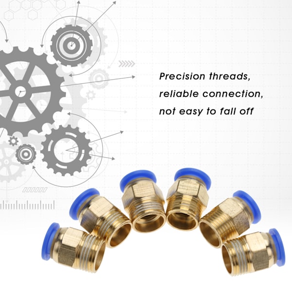 8mm Luftledning Pneumatisk Push-In Fittings Hantråd Lige Hurtigkobling (PC8-3 6stk)
